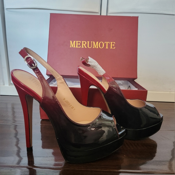 MERUMOTE Women's Slingback Shoes Peep Toe Platforms 6 Inch Heels Size 7 NWT - Picture 5 of 16